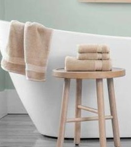 lot 11846 image: Imported Pure Cotton 4-Piece Towel Set - Tan