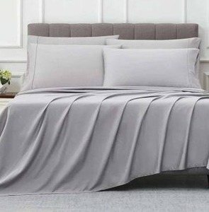 lot 11852 image: Kirkland Gray 680 Thread Count King Sheet Set w Deep Pockets