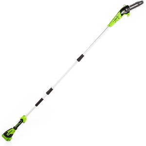 lot 1022 image: Greenworks 24V Cordless Pole Saw 8-Inch PS24B00  Retail $79.99