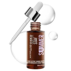 lot 47390 image: Maybelline Super Stay Summer Shot Face Tanning Drops, Customizable Self Tan for 96 Hours, with 2% Hyaluronic Acid For Face and Neck, Buildable, Streak-Free, Universal Shade, Summer Tan, 1 Count - Retail $11