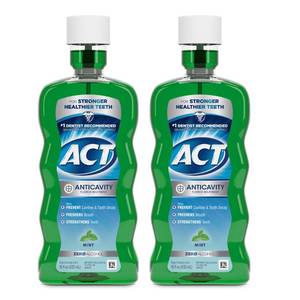 lot 47405 image: ACT Anticavity Fluoride Mouthwash, Mint Flavor, 18 fl. oz., 2-Pack - Retail $8