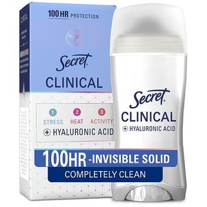 lot 47498 image: Secret Clinical 100HR Antiperspirant Deodorant  Invisible Solid  Completely Clean  2.6 oz - Retail $14