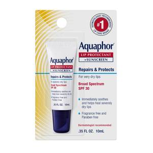 lot 47526 image: Aquaphor Lip Protectant and Sunscreen Ointment, SPF 30, 0.35 FL OZ - Retail $4