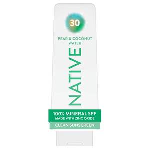 lot 47529 image: Native Mineral Sunscreen Lotion SPF 30, Pear & Coconut Water Scent, with 100% Mineral Zinc Oxide for Face & Body, Hawaii Compliant, Vegan, No White Cast - 7 oz - Retail $20