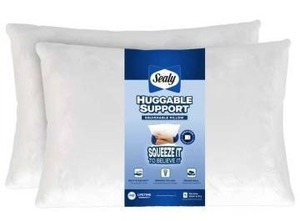 lot 12063 image: Sealy Huggable Support Bed Pillow Standard Soft 2-Count