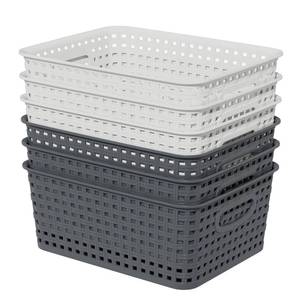 lot 1343 image: Idomy 6-Pack Woven Plastic Storage Baskets, Weave Bins Organizer - Retail $20
