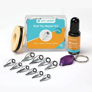 lot 1349 image: Fishing Rod Tip Repair Kit with GlueSuppliesStep-by-Step Instructions - Retail $12
