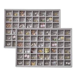 lot 1358 image: KATISYIO Large Velvet Jewelry Tray Display Drawer Inserts 2 Pack - Retail $20