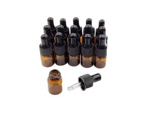 lot 1365 image: ZQDZYIE 15Pcs 2ml Empty Tiny Amber Glass Mini Dropper Bottles for Essential Oils, Fragrances, and Other Liquids, with Dropper and Black Caps Travel Sample Vials - Retail $6