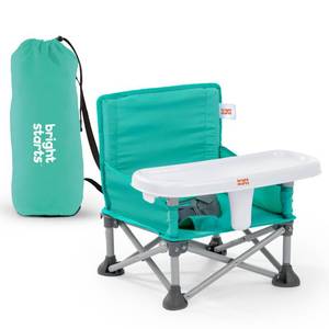 lot 1368 image: Bright Starts Pop N Sit Portable Booster, IndoorOutdoor Use, Floor Seat with Feeding Tray, Teal, 6 Mos - 3 Yrs - Retail $23