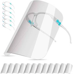 lot 1369 image: salipt Face Shields Set with 12 Replaceable Anti Fog Shields and 6 Reusable Glasses for Women and Man to Protect Eyes and Face - Retail $10