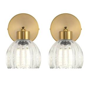 lot 1374 image: KENMI Wall Sconces Vintage Fixture Light, Vanity Lights for Bathroom, Modern Wall Light Fixtures, Metal Sconces Wall Lighting with Glass Shade, Farmhouse Wall Lamp for Bedroom Living Room - Retail $40