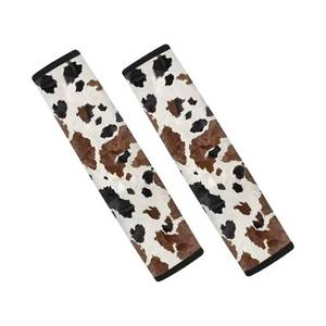 lot 1375 image: Coldinair Brown Cow Print Car Seat Belt Pads Seatbelt Covers,Soft Comfort Shoulder Seatbelt Pads Cover Seat Belt Cushion - Retail $12