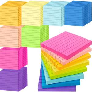lot 1382 image: 48 Pack 3840 Sheets Lined Sticky Notes 3X3 in Ruled Self Sticky Note Pads 80 Sheetspad Colorful Sticky Notes with Lines Post Notes for Office, Home, School, Meeting - Retail $23