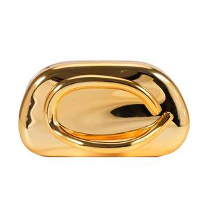 lot 1401 image: PHILOMENA Evening Clutch Purses Women Acrylic Handbags Trendy Decoration Metal Handlebars Shoulder Crossbody Bag Wedding Party Casual (Gold) - Retail $33