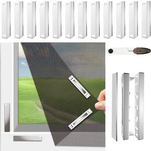 lot 1414 image: Magnetic Window Screen, Adjustable DIY Window Net Max 59 x 51 with Innovative Magnetic Fastener, Fiberglass Fine Mesh, Window Mesh with 12 Magnets, Mosquito Window Screens for House Windows - Retail $17