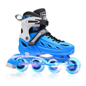 lot 1429 image: METROLLER Inline Skates for Girls and Boys, Women, Men 4 Sizes Adjustable Inline Skates with Light Up Wheels, Illuminating Beginner Skates for Kids & Adult Youth. - Retail $50