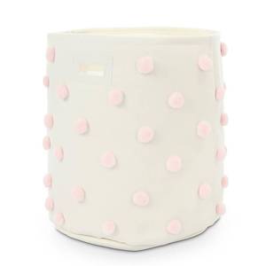 lot 1432 image: Sunnymove Pink 17.5 D x 20.8 H Pom Pom Basket Bin Large Cotton Canvas Laundry Hamper Baby Girl Laundry Basket Storage, Baby Nursery Hamper for Nursery Playroom Home Room Organizer Decor - Retail $30