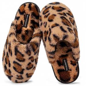 lot 1444 image: Snug Leaves Womens Scuff Slippers Fuzzy House Shoes Cheetah Brown,9-10 US - Retail $16