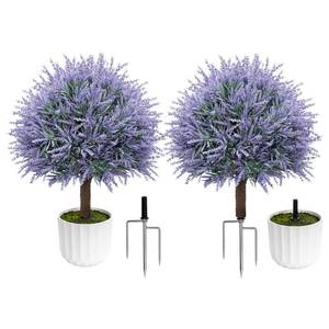 lot 1451 image: LuceAlberi 24.9 Artificial Lavender Topiary Ball with Pots - Retail $650