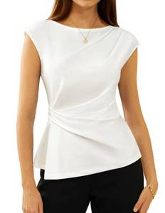 lot 1463 image: GRACE KARIN Small Stain Womens 2026 Summer Tops Dressy Peplum Shirt White Medium M - Retail $30