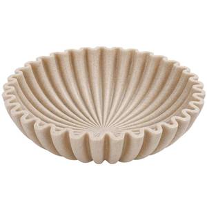 lot 1481 image: YMXYJM Large Decorative Bowl, Modern Handicraft Bowls for Home Decor, Fruit Bowl for Kitchen Counter, Ruffle Decor, Stylish Key Bowl for Entry Table, Artificial Stone Beige - Retail $35