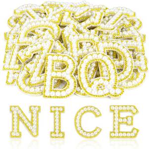 lot 1492 image: ASTARON 26 Self Adhesive Letter Patches Pearl Rhinestone Letter Stickers - Retail $10