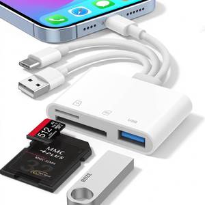 lot 1512 image: SD Card Reader for iPhone iPad Mac, 3-in-1 LightningUSB-CUSB-A MicroSDSD Adapter for Digital Camera, High-Speed Plug & Play Memory Card Reader for Apple All DeviceType C PhoneLaptopComputer - Retail $10