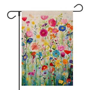 lot 1523 image: FUYUCHEN Spring Summer Garden Flag 12x18 Inch Double Sided Outside Colorful Floral Wildflower Small Burlap for Yard Outdoor Seasonal Decoration Flag - Retail $4