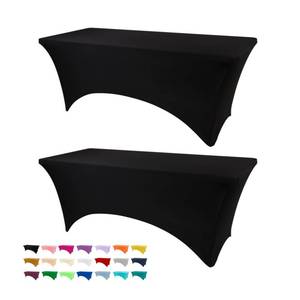 lot 1530 image: BDDC 6ft Black Stretch Spandex Fitted Table Cloth for 6 Foot Tables - Retail $18