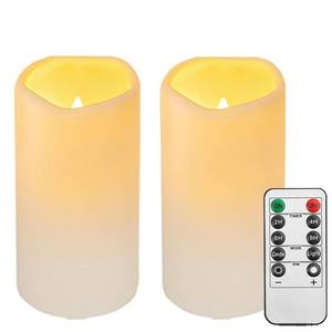 lot 1531 image: 2PACK Outdoor Plastic flameless Candles with Remote Control and Timer - Retail $8