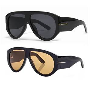 lot 1532 image: OSAGAMA Trendy Retro Oversized Aviator Sunglasses for Women Men 70s Luxury Designer Thick Classic Sun Glasses (2pcs BlackBrown) - Retail $16