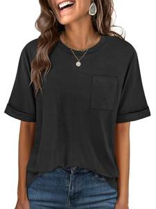lot 1535 image: ANRABESS Womens Tops Short Sleeve Oversized T Shirts Black Medium - Retail $10