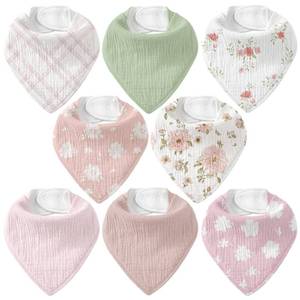 lot 1541 image: CIVARUA KIDS 8 Pack Muslin Baby Bandana Bibs for Drooling and Teething - Retail $12