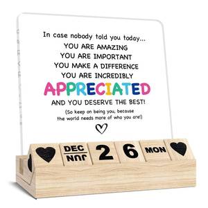 lot 1548 image: Appreciation Thank You Gifts, Inspirational Desk Decor, Wooden Calendar - Retail $9