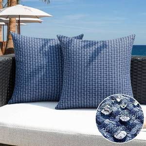 lot 1553 image: Kevin Textile Outdoor Waterproof 18x18 Pillow Covers 2 Pack, Navy Blue - Retail $15