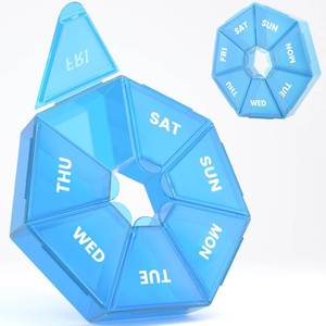 lot 1560 image: Weekly Pill Organizer, 2 Pack Portable Travel Pill Box, 7 Day Pill Case - Retail $8