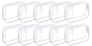 lot 1562 image: Tergy 10 Packs Clear Cosmetics Bags for Women Men Waterproof Toiletry Bags PVC Makeup Bags Organizer Case with Zipper for Travel Bathroom (White) - Retail $23