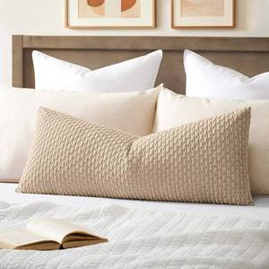 lot 1575 image: Kevin Textile Soft Corduroy 14x36 Lumbar Pillow Cover 1 Pack, Beige - Retail $20