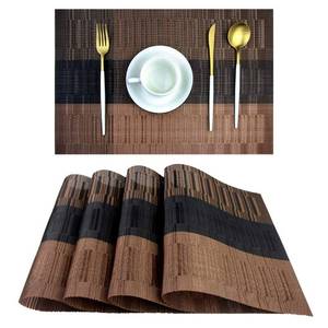 lot 1586 image: PIGCHCY Placemats,Durable Placemats for Dining Table,Washable Woven Vinyl Kitchen Placemats Set of 4 (Brown) - Retail $10