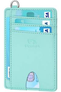 lot 1592 image: FurArt Slim Minimalist Wallet RFID Credit Card Holder for Men-Blue - Retail $10
