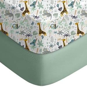 lot 1597 image: Yoofoss 2-Pack Pack and Play Sheets Fitted 38x26 (GreenGiraff) - Retail $10