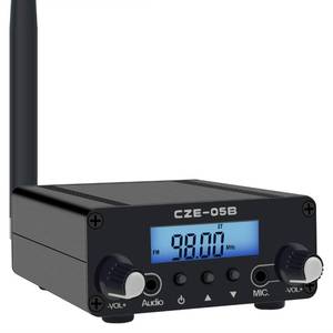 lot 1599 image: BaseWish 0.5W 0.1W Long Range FM Transmitter with LCD & 3.5mm Audio Cable - Ideal for Drive-in Church, School & Supermarket Events, Light Shows & Fireworks Display - Black - Retail $80
