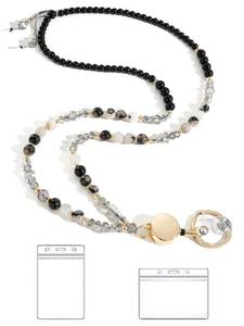lot 1604 image: BettDecor Lanyards for ID Badges and Keys,Natural Stone Beaded Teacher Lanyard for Women,Retractable Lanyard with ID Holder Cute Lanyards - Retail $13