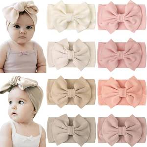 lot 1613 image: C�LLOT 8 Colors Super Stretchy Soft Knot Baby Girl Headbands with Hair Bows Nylon Head Wrap For Newborn Baby Girls Infants Toddlers Kids - Retail $13