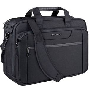 lot 1632 image: KROSER Laptop Bag Expandable Briefcase Messenger Bag 17.3 Inch Black - Retail $38
