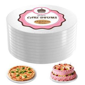 lot 1636 image: 10 Inch Cake Boards Round - 10 Pcs Sturdy 12 Thick Greaseproof Cake Drums for Wedding & Birthday Multi-Layer Cakes, White Food-Grade Cardboard Base (10 Pcs, 10 Inch) - Retail $23