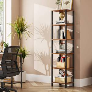 lot 1648 image: TUTOTAK Bookshelf, 6-Tier Tall Narrow Book Shelf for Small Space - Retail $40