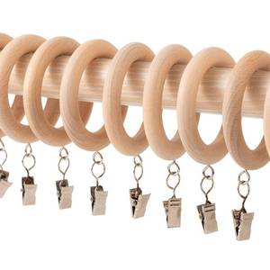 lot 1650 image: Wood Curtain Rings with Clips,Farmhouse Drapery Clips,Wooden Curtain Ring Hook Hangers Drapes Rings (12, 1.81 INCH Inner Dia) - Retail $20