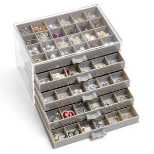 lot 1652 image: YUFONG Earring Storage Box Organizer 5 Drawers with 120 Small Compartments - Retail $23